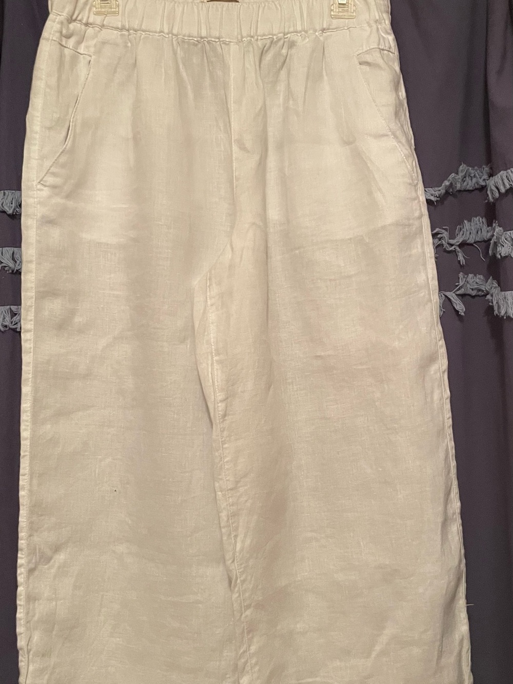 White Linen Women's Crop Pants